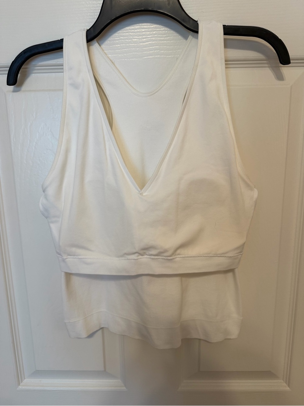 JoyLab White V-Neck Ribbed Workout Tank - Picture 2 of 5
